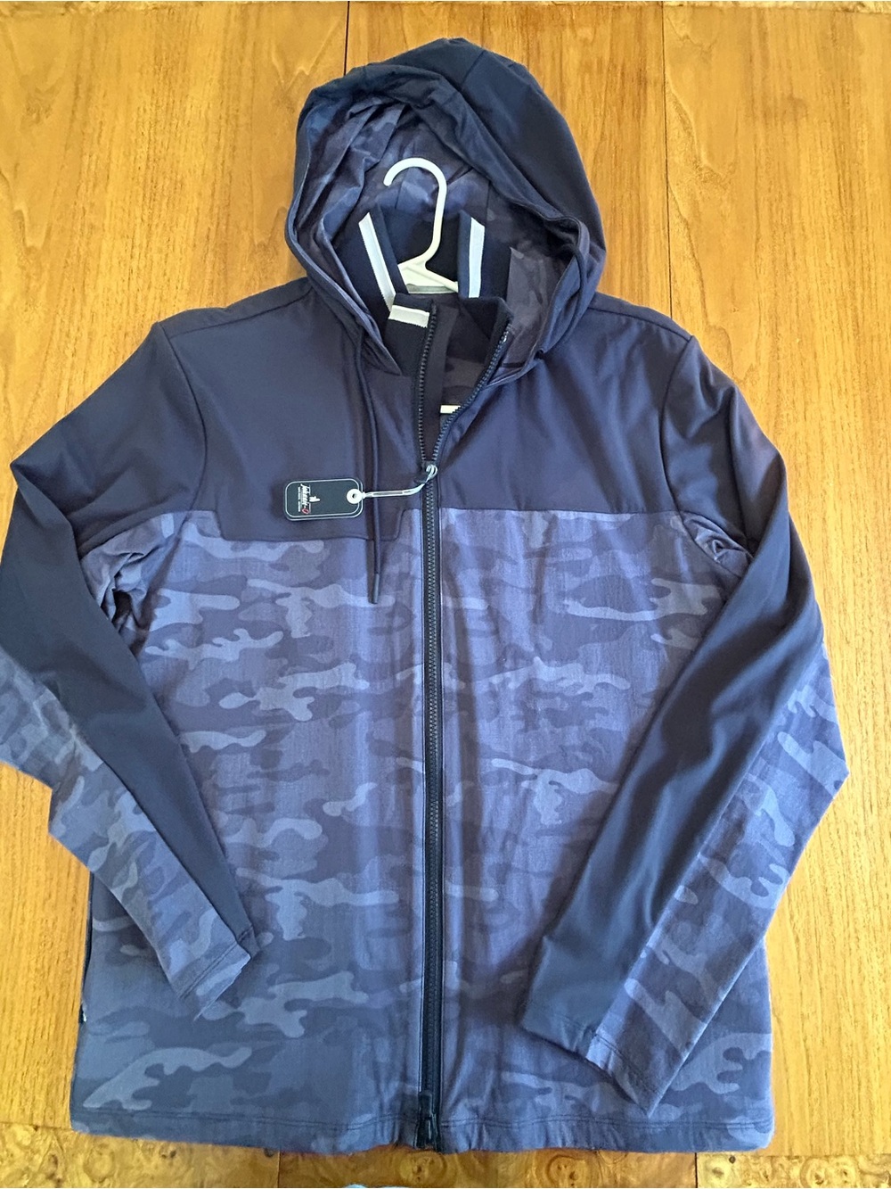 johnnie-O Navy Camo Lightweight Hooded Zip-Up Jacket